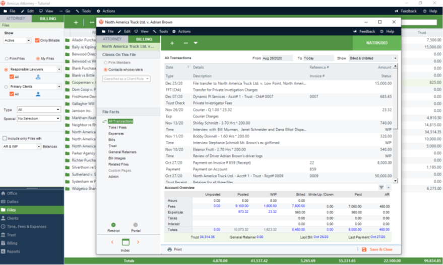 screenshot of Amicus Attorney